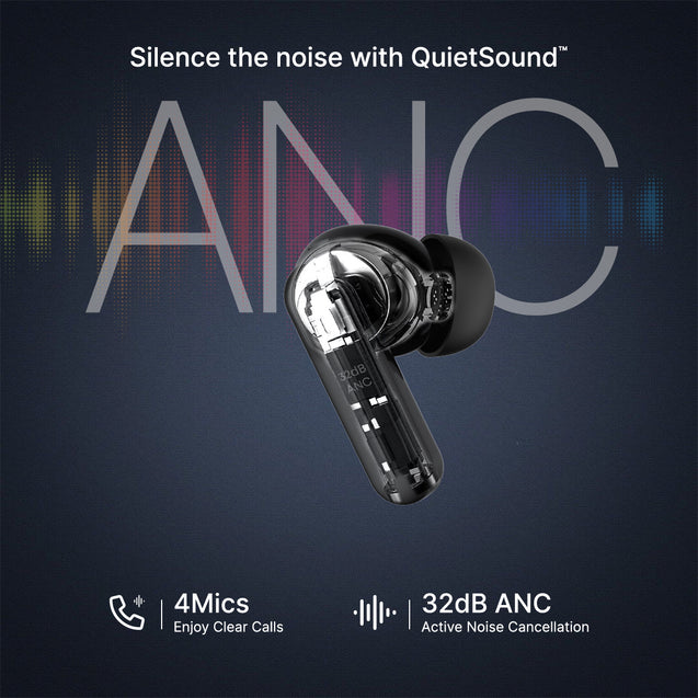 pTron Zenbuds 1 V2 ANC Bluetooth V5.3 in Ear Earbuds, 32Db Quietsound Tech, 13Mm Hyperdrivers with 4D Panaromic Audio, 4 Quadpro ANC Mics, 40Ms Low Latency Game/Music Modes & IPX5 (Dark Brown)