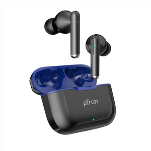 pTron Bassbuds Pixel In-Ear TWS Earbuds, HD Mic for Stereo Calls, Pristine Sound, 50ms Low Latency Movie/Gaming Modes, 35H Playtime, Bluetooth V5.1 Wireless Headphones, Touch Control & IPX4 (Pearl Black)