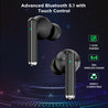 pTron Bassbuds Pixel In-Ear TWS Earbuds, HD Mic for Stereo Calls, Pristine Sound, 50ms Low Latency Movie/Gaming Modes, 35H Playtime, Bluetooth V5.1 Wireless Headphones, Touch Control & IPX4 (Pearl Black)