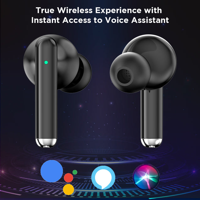 pTron Bassbuds Pixel In-Ear TWS Earbuds, HD Mic for Stereo Calls, Pristine Sound, 50ms Low Latency Movie/Gaming Modes, 35H Playtime, Bluetooth V5.1 Wireless Headphones, Touch Control & IPX4 (Pearl Black)