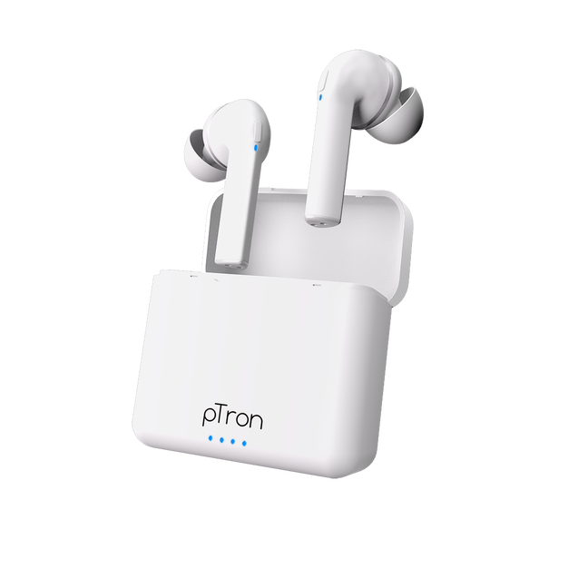 pTron Bassbuds Vista In-Ear TWS Earbuds, HD Mic for Clear Calls, Immersive Audio, Snug-fit Buds, Bluetooth v5.1 with Quick Pairing, Passive Noise Cancelation, Voice Assist & IPX4 (Snow White)