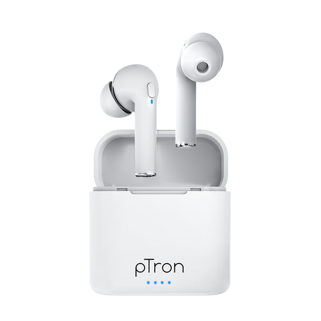 pTron Bassbuds Vista In-Ear TWS Earbuds, HD Mic for Clear Calls, Immersive Audio, Snug-fit Buds, Bluetooth v5.1 with Quick Pairing, Passive Noise Cancelation, Voice Assist & IPX4 (Snow White)