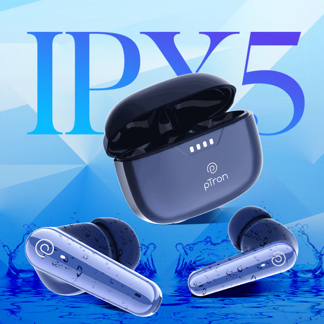 pTron Basspods Tour TWS Earbuds with 3D AudioScape, 45Hrs Playtime, TruTalk AI-ENC Calls, 50ms Low Latency Sync, BT v5.3, Type-C Fast Charging, Voice Asst. & IPX5 Water Resistant (Blue)