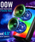 pTron Fusion Party Pro 100W Karaoke Bluetooth Party Speaker with 3M Wired Microphone & Wireless Microphone, Powerful Sound, Echo Control, BT5.0/USB/SD Card/AUX Playback & Remote Control (Satin Black)