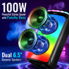 pTron Fusion Party Pro 100W Karaoke Bluetooth Party Speaker with 3M Wired Microphone & Wireless Microphone, Powerful Sound, Echo Control, BT5.0/USB/SD Card/AUX Playback & Remote Control (Satin Black)