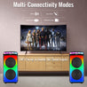 pTron Fusion Party Pro 100W Karaoke Bluetooth Party Speaker with 3M Wired Microphone & Wireless Microphone, Powerful Sound, Echo Control, BT5.0/USB/SD Card/AUX Playback & Remote Control (Satin Black)