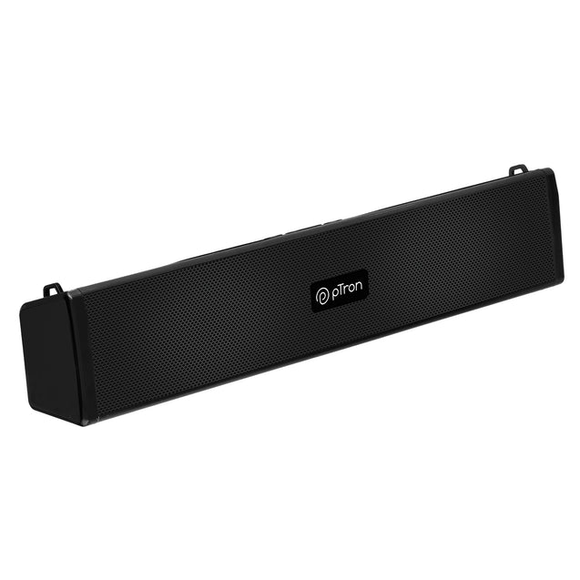 pTron Fusion Wave 16W Bluetooth Soundbar Speaker, up to 19Hrs Playback Time, Soundbar for Phone/TV/Laptop/Tablets/Projectors, BT5.0/Aux/TF Card/USB Drive Playback & TWS Function (Coal Black)