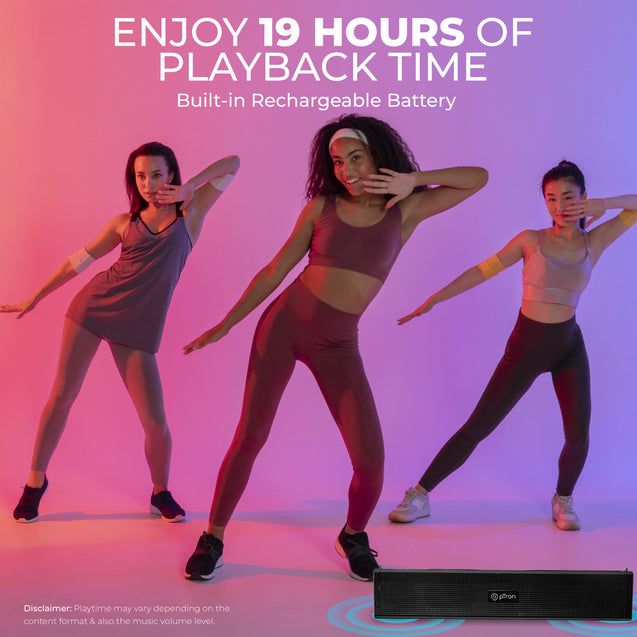 pTron Fusion Wave 16W Bluetooth Soundbar Speaker, up to 19Hrs Playback Time, Soundbar for Phone/TV/Laptop/Tablets/Projectors, BT5.0/Aux/TF Card/USB Drive Playback & TWS Function (Coal Black)