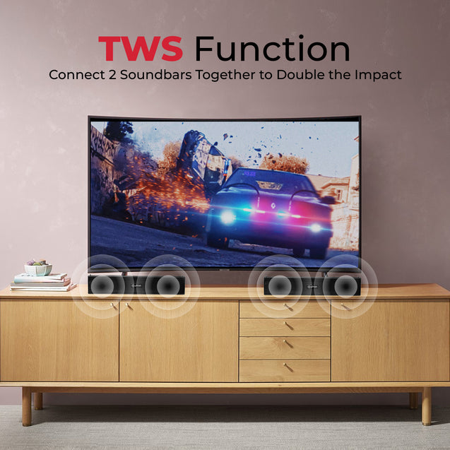 pTron Fusion Wave 16W Bluetooth Soundbar Speaker, up to 19Hrs Playback Time, Soundbar for Phone/TV/Laptop/Tablets/Projectors, BT5.0/Aux/TF Card/USB Drive Playback & TWS Function (Coal Black)