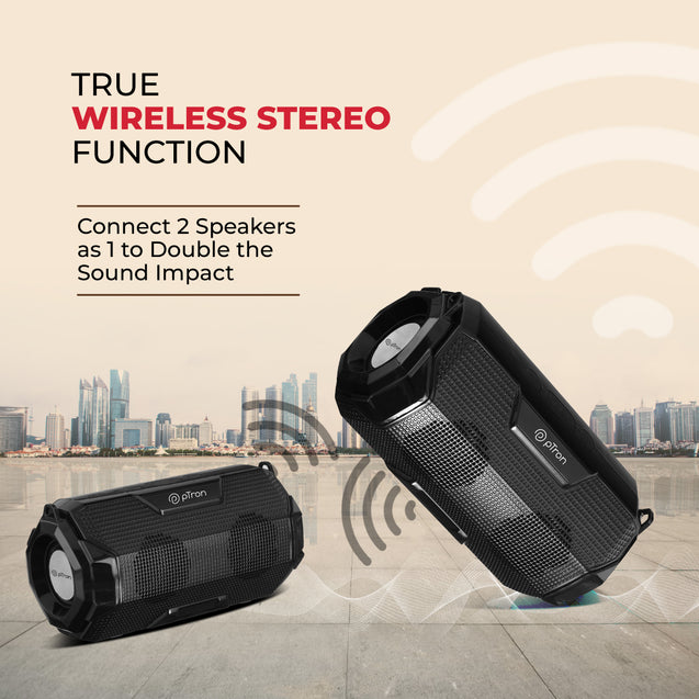 pTron Fusion Rock V2 16W Portable Bluetooth Speaker with Punchy Sound, 6Hrs Playtime, Speaker for Phone/Laptop/Tablets/Projectors, BT5.0/Aux/TF Card/USB Drive Playback & TWS Function (Black)
