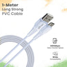 pTron USB-A to Type-C 2.4A Fast Charging Cable compatible with Android Phones/Tablets, 480mbps Data Transfer Speed, Made in India, Solero T241 Tangle-free Type-C USB Cable (Round, 1M, Snow White)