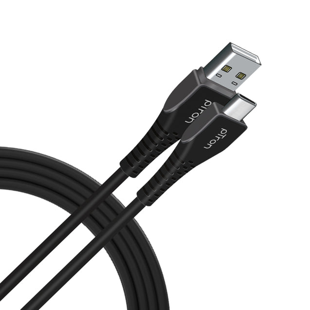 pTron USB-A to Type-C 2.4A Fast Charging Cable compatible with Android Phones/Tablets, 480mbps Data Transfer Speed, Made in India, Solero T241 Tangle-free Type-C USB Cable (Round, 1M, Jet Black)