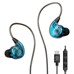 pTron Boom Play X2 In-Ear Type C Wired Headphones with Mic, IEM Design, 13mm Drivers for Pristine Audio, 1.2m Tangle-free Cable, In-line Controls & Wide Compatibility (Bold Blue)