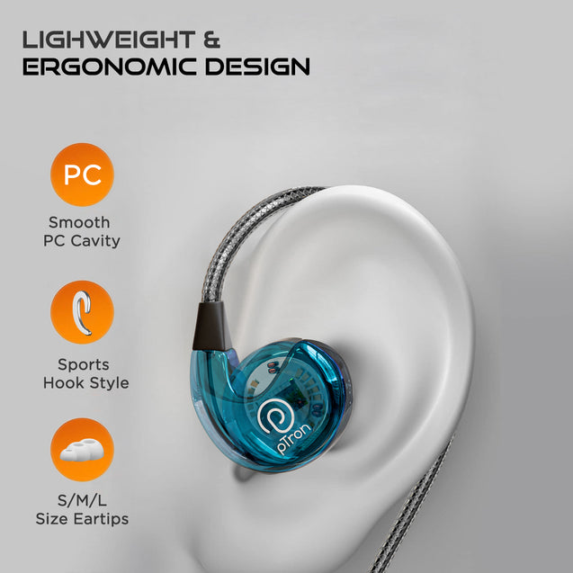pTron Boom Play X2 In-Ear Type C Wired Headphones with Mic, IEM Design, 13mm Drivers for Pristine Audio, 1.2m Tangle-free Cable, In-line Controls & Wide Compatibility (Bold Blue)