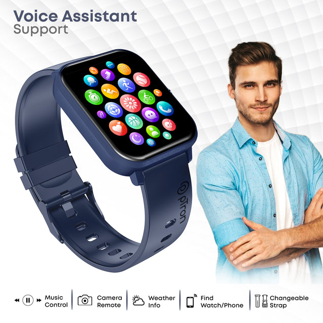 pTron Pulsefit P261 Smartwatch with BT Calling, 1.7" Full Touch Display, 500 NITs Screen, Heart Rate Monitor, SpO2, 100+ Watch Faces, Notifications, 5 Days Runtime, Sports Mode & IP68 Waterproof(Blue)