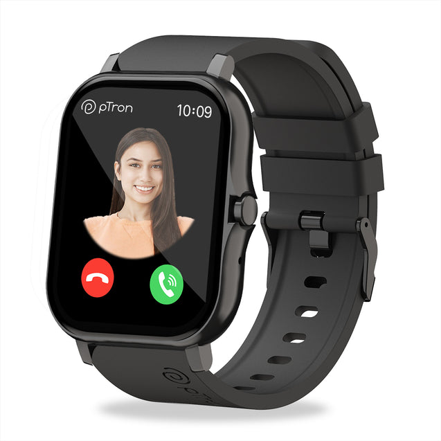pTron Pulsefit P261 Smartwatch with BT Calling, 1.7" Full Touch Display, 500 NITs Screen, Heart Rate Monitor, SpO2, 100+ Watch Faces, Notifications, 5 Days Runtime, Sports Mode & IP68 Waterproof (Black)