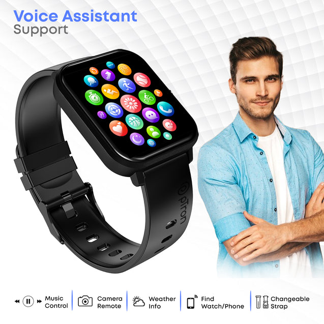 pTron Pulsefit P261 Smartwatch with BT Calling, 1.7" Full Touch Display, 500 NITs Screen, Heart Rate Monitor, SpO2, 100+ Watch Faces, Notifications, 5 Days Runtime, Sports Mode & IP68 Waterproof (Black)