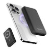 pTron Dynamo Arc 10000mAh 22.5W USB Fast Charging Nano Magnetic Power Bank, 15W Magnetic Wireless Charging, 20W PD/Type C Fast Charging, 3 Outputs/1 Input & Multiple Layers of Protection (Matt Black)