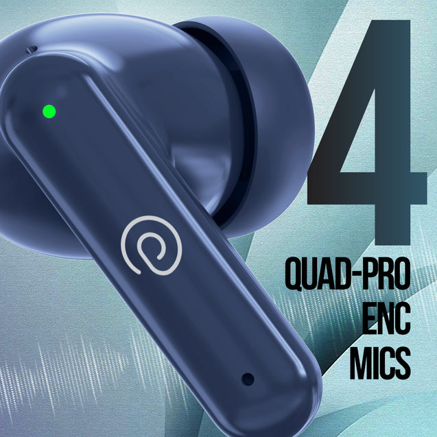 pTron Zenbuds Evo X1 Max in-Ear TWS Earbuds, 200 Hours Playtime, Emergency Power Bank, Quad Mic & TruTalk ENC for Calls, 13mm Drivers, 40ms Low Latency, BT v5.3, Type-C Fast Charging (Navy Blue)