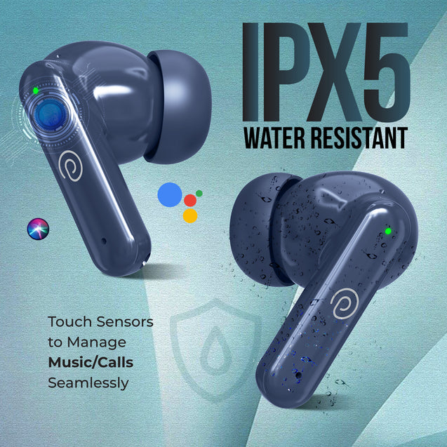 pTron Zenbuds Evo X1 Max in-Ear TWS Earbuds, 200 Hours Playtime, Emergency Power Bank, Quad Mic & TruTalk ENC for Calls, 13mm Drivers, 40ms Low Latency, BT v5.3, Type-C Fast Charging (Navy Blue)