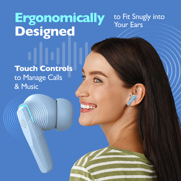 pTron Zenbuds Evo X2 TWS Earbuds (Sky Blue)