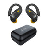 pTron Bassbuds Sports V2 TWS Earbuds, Built-in HD Mic for Clear Calls, 32Hrs Playtime, BT v5.1 Headphones with Deep Bass, Ergonomic Hook Design & IPX4 Water/Sweat Resistant (Jet Black & Yellow)