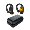 pTron Bassbuds Sports V2 TWS Earbuds, Built-in HD Mic for Clear Calls, 32Hrs Playtime, BT v5.1 Headphones with Deep Bass, Ergonomic Hook Design & IPX4 Water/Sweat Resistant (Jet Black & Yellow)