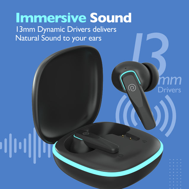 pTron Zenbuds Evo X2 in-Ear TWS Earbuds with Quad Mic & TruTalk ENC Calls, 50Hrs Playtime, 40ms Low Latency Sync, Bluetooth v5.3, Type-C Fast Charging & IPX5 Water Resistant (Jet Black)