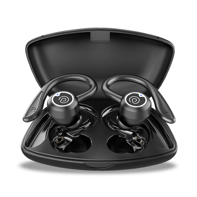 pTron Bassbuds Sports ENC TWS Earbuds, Built-in HD Mic for Stereo Calls, Earhooks, 48H Playtime, Snug-fit In-Ear Design, BT v5.3, Immersive Sound, Movie/Music Mode, IPX4 & Type-C Charging (Jet Black)