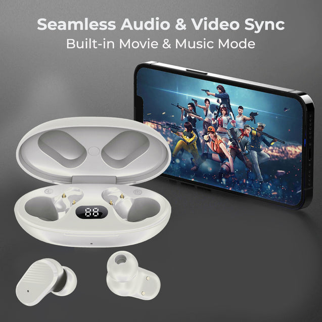 pTron Basspods P11 In-Ear TWS Earbuds with Built-in Mic, Mini Size, 24hrs Playtime, Pristine Sound, Movie/Music Modes, Bluetooth V5.1,Voice Assistant, Touch Control, Type-C Charging & IPX4 (Snow White)