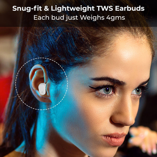 pTron Basspods P11 In-Ear TWS Earbuds with Built-in Mic, Mini Size, 24hrs Playtime, Pristine Sound, Movie/Music Modes, Bluetooth V5.1,Voice Assistant, Touch Control, Type-C Charging & IPX4 (Snow White)