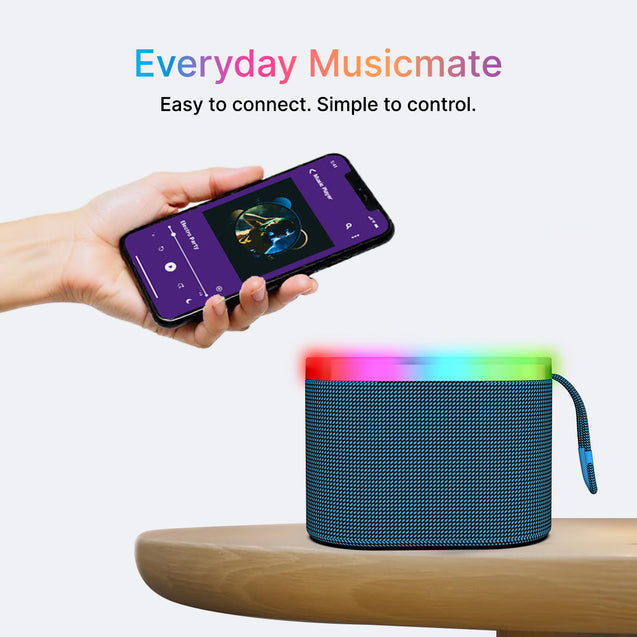 pTron Fusion Pop 12W Bluetooth Speaker with Pristine Sound, 10hrs Playback, Rhythmic RGB LEDs, Multi-Play Modes BT5.3/TF Card/USB/Aux-in, TWS Feature, Integrated Button Controls, Type-C Charging (Blue)
