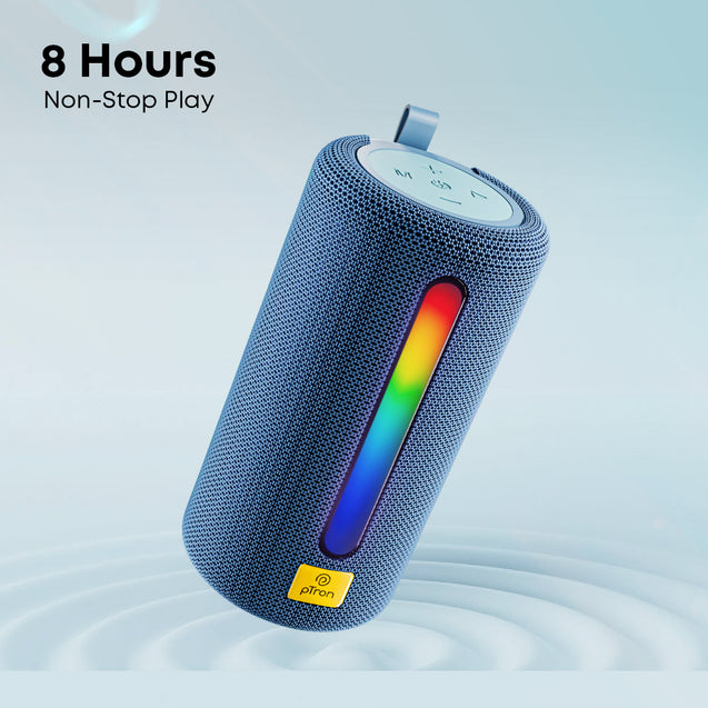 pTron Fusion Buzz 14W Bluetooth Speaker with Pristine Sound, 8hrs Playback, Rhythmic RGB LEDs, Multi-Play Modes BT5.3/TF Card/USB, TWS Feature, Integrated Button Controls, Type-C Charging (Blue)