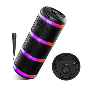 pTron Fusion Theatre 60W Karaoke Bluetooth Party Speaker with Punchy Stereo Sound, Rhythmic RGB Lights, 3m Wired Mic, 6H Playtime, 5 Equalisers, BT/USB/SD Card Playback & Type-C Charging (Coal Black)