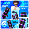pTron Fusion Theatre 60W Karaoke Bluetooth Party Speaker with Punchy Stereo Sound, Rhythmic RGB Lights, 3m Wired Mic, 6H Playtime, 5 Equalisers, BT/USB/SD Card Playback & Type-C Charging (Coal Black)