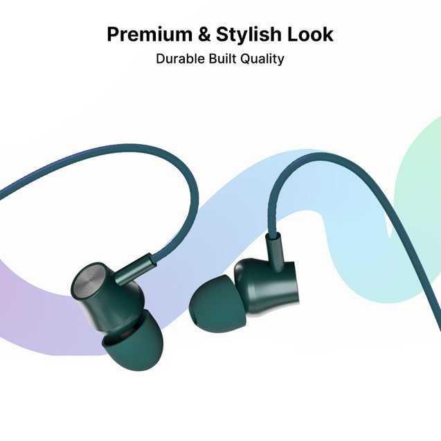 pTron Tangent Evolve w/ 50Hrs Playtime, HD Mic, Pristine Sound, 14mm Drivers, Bluetooth V5.3 w/Dual-Device Pairing Wireless Neckband, Magnetic Buds, Voice Assistant, Type-C Fast Charging & IPX4 (Green)