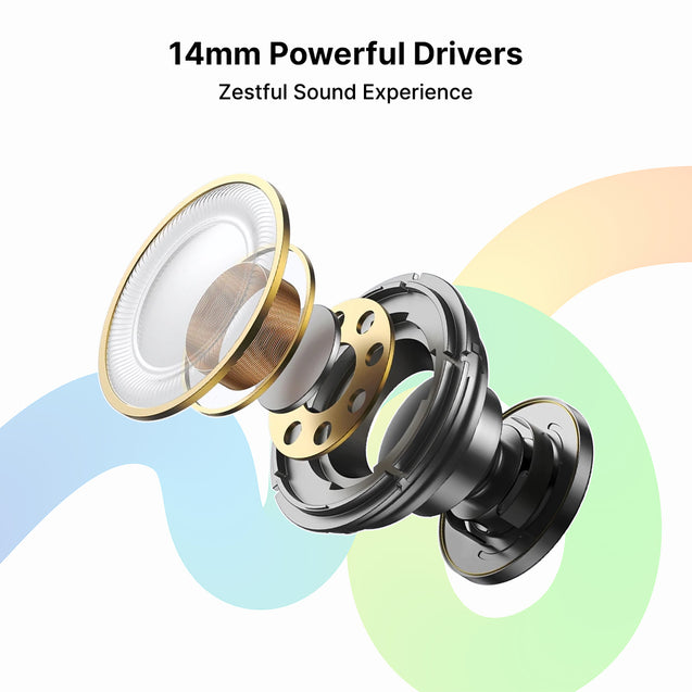 pTron Tangent Evolve w/ 50Hrs Playtime, HD Mic, Pristine Sound, 14mm Drivers, Bluetooth V5.3 w/Dual-Device Pairing Wireless Neckband, Magnetic Buds, Voice Assistant, Type-C Fast Charging & IPX4 (Black & Blue)