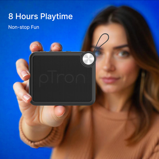 pTron Funk Rap 10W Mini Bluetooth Speaker with Pristine Sound, 8 Hours Playtime, Multi-Playback Modes-BT5.4/TF Card/USB, Front Metal Grill, Type-C Fast Charging, Multi-function Control Buttons (Black)