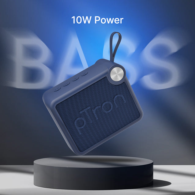 pTron Funk Rap 10W Mini Bluetooth Speaker with Pristine Sound, 8 Hours Playtime, Multi-Playback Modes-BT5.4/TF Card/USB, Front Metal Grill, Type-C Fast Charging, Multi-function Control Buttons (Blue)