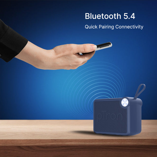 pTron Funk Rap 10W Mini Bluetooth Speaker with Pristine Sound, 8 Hours Playtime, Multi-Playback Modes-BT5.4/TF Card/USB, Front Metal Grill, Type-C Fast Charging, Multi-function Control Buttons (Blue)