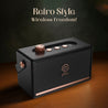 pTron Fusion Pro Retro Signature 20W Bluetooth Speaker with Pristine Sound, 8 Hours Playtime, Dual Drivers, Playback via BT5.3/USB/TF Card, Easy Controls, Portable Speaker & Type C Charging (Black)