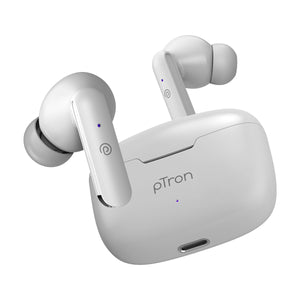 pTron Basspods P81 in-Ear Wireless Earbuds, Pristine Sound, 32Hrs Playtime, Clear Calls TWS Earbuds, Bluetooth V5.1 Headphone, Type-C Fast Charging, Voice Assist & IPX4 Water Resistant (White)