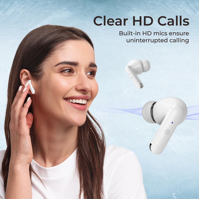 pTron Basspods P81 in-Ear Wireless Earbuds, Pristine Sound, 32Hrs Playtime, Clear Calls TWS Earbuds, Bluetooth V5.1 Headphone, Type-C Fast Charging, Voice Assist & IPX4 Water Resistant (White)