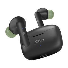pTron Basspods P81 In-Ear Wireless Earbuds, Pristine Sound, 32Hrs Playtime, Clear Calls TWS Earbuds, Bluetooth V5.1 Headphone, Type-C Fast Charging, Voice Assist & IPX4 Water Resistant (Black & Green)