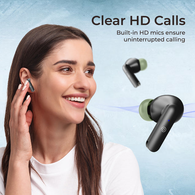 pTron Basspods P81 In-Ear Wireless Earbuds, Pristine Sound, 32Hrs Playtime, Clear Calls TWS Earbuds, Bluetooth V5.1 Headphone, Type-C Fast Charging, Voice Assist & IPX4 Water Resistant (Black & Green)