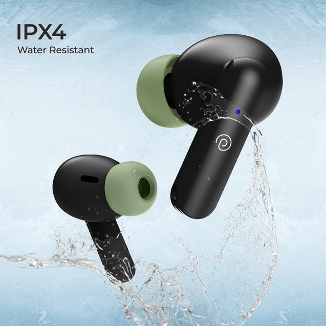 pTron Basspods P81 In-Ear Wireless Earbuds, Pristine Sound, 32Hrs Playtime, Clear Calls TWS Earbuds, Bluetooth V5.1 Headphone, Type-C Fast Charging, Voice Assist & IPX4 Water Resistant (Black & Green)