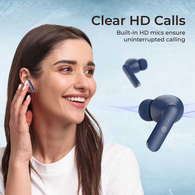 pTron Basspods P81 in-Ear Wireless Earbuds, Pristine Sound, 32Hrs Playtime, Clear Calls TWS Earbuds, Bluetooth V5.1 Headphone, Type-C Fast Charging, Voice Assist & IPX4 Water Resistant (Blue)