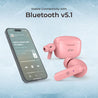 pTron Basspods P81 in-Ear Wireless Earbuds, Pristine Sound, 32Hrs Playtime, Clear Calls TWS Earbuds, Bluetooth V5.1 Headphone, Type-C Fast Charging, Voice Assist & IPX4 Water Resistant (Pink)