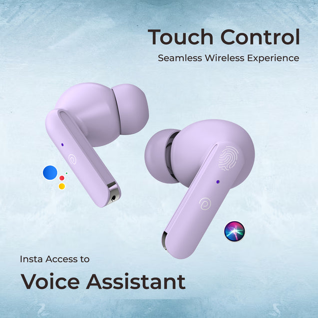 pTron Basspods P81 in-Ear Wireless Earbuds, Pristine Sound, 32Hrs Playtime, Clear Calls TWS Earbuds, Bluetooth V5.1 Headphone, Type-C Fast Charging, Voice Assist & IPX4 Water Resistant (Light Lilac)