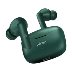 pTron Basspods P81 in-Ear Wireless Earbuds, Pristine Sound, 32Hrs Playtime, Clear Calls TWS Earbuds, Bluetooth V5.1 Headphone, Type-C Fast Charging, Voice Assist & IPX4 Water Resistant (Green)